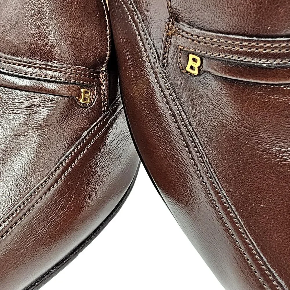 NEW Vintage Bally Men's size 6.5E Brown Calfskin Leather Dress Shoes Bit Loafers - Picture 5 of 15